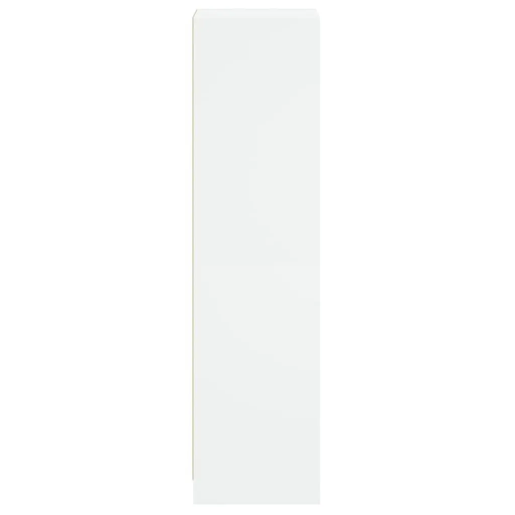 Highboard Engineered Wood 35x37x142cm White Glass Door Storage Cabinet