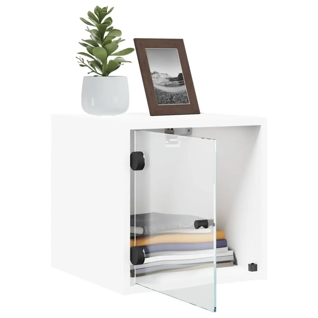 Bedside Cabinet Engineered Wood Wall-Mounted Storage Organiser White 35x37x35cm 2 Piece