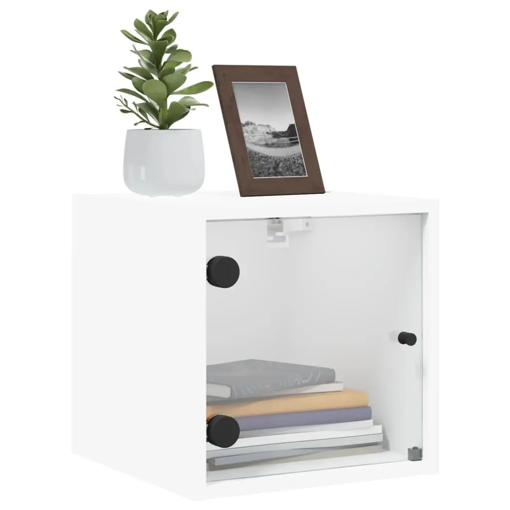 Bedside Cabinet Engineered Wood Wall-Mounted Storage Organiser White 35x37x35cm 2 Piece