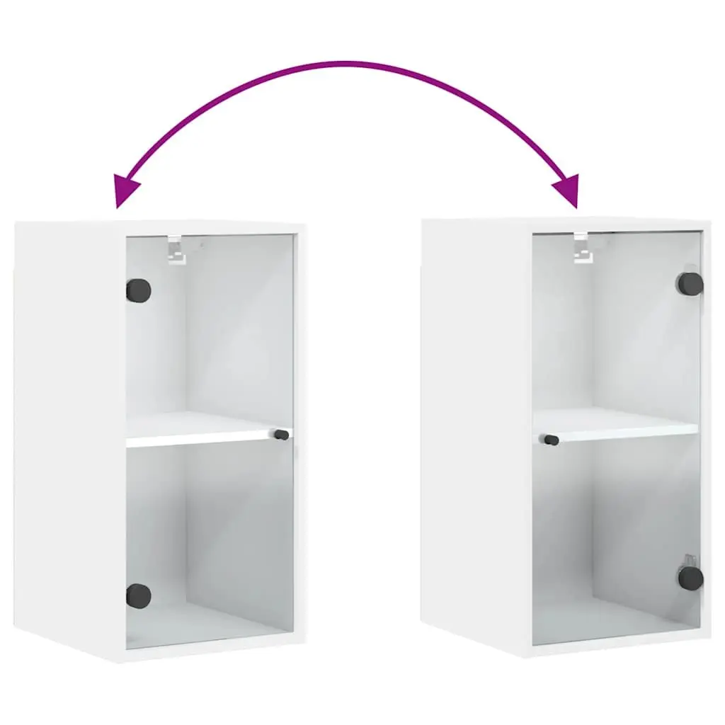 Wall Cabinet Engineered Wood 35 x 37 x 68.5 cm White with Glass Doors