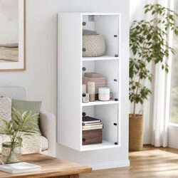 White Wall Cabinet with Glass Doors - Stylish Storage Solution