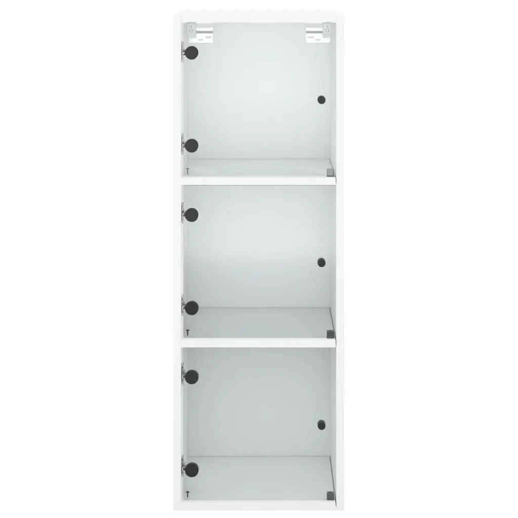 Wall Cabinet with Glass Doors White Storage Unit 35x37x100cm Organiser