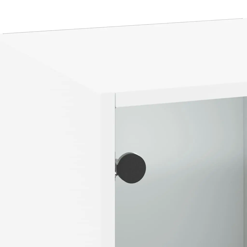 Wall Cabinet with Glass Doors White Storage Unit 35x37x100cm Organiser