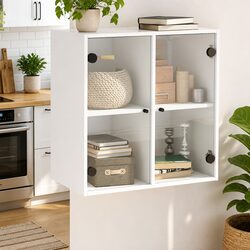 Wall Cabinet with Glass Doors – Durable White Storage Unit