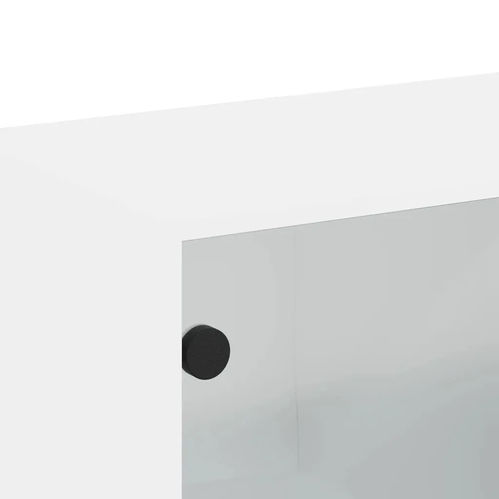 Wall Cabinet with Glass Doors White Storage Unit 68x37x68.5cm Floating Shelving