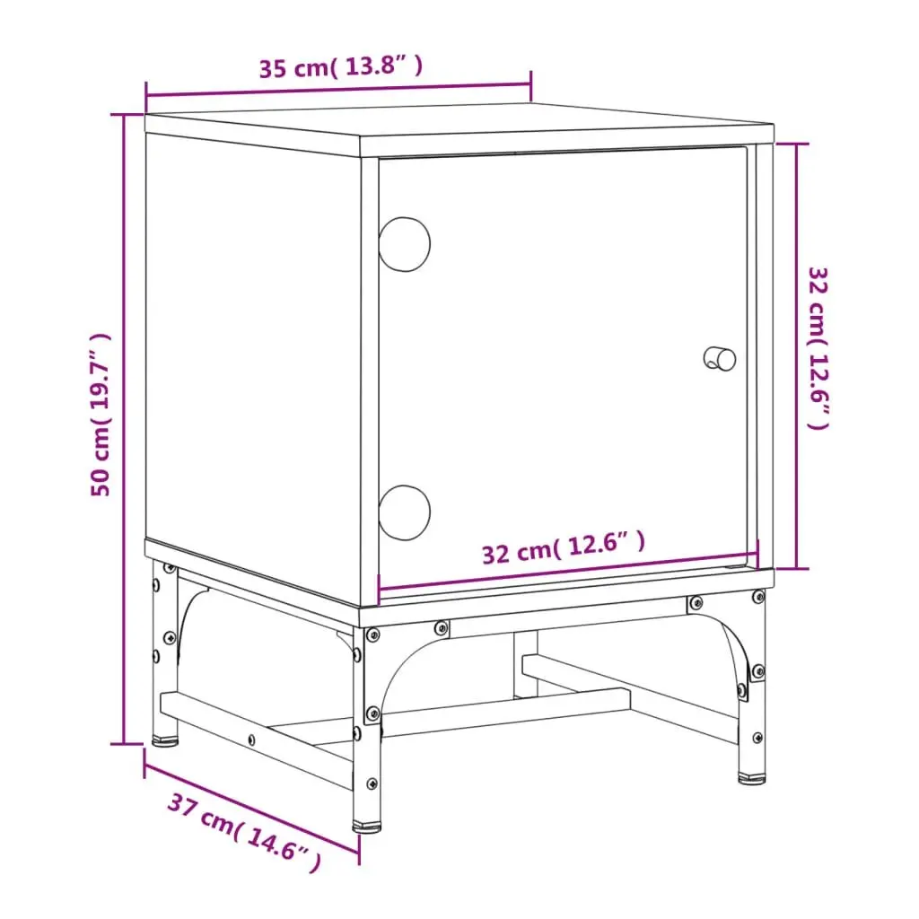 White Bedside Table Cabinets with Glass Doors