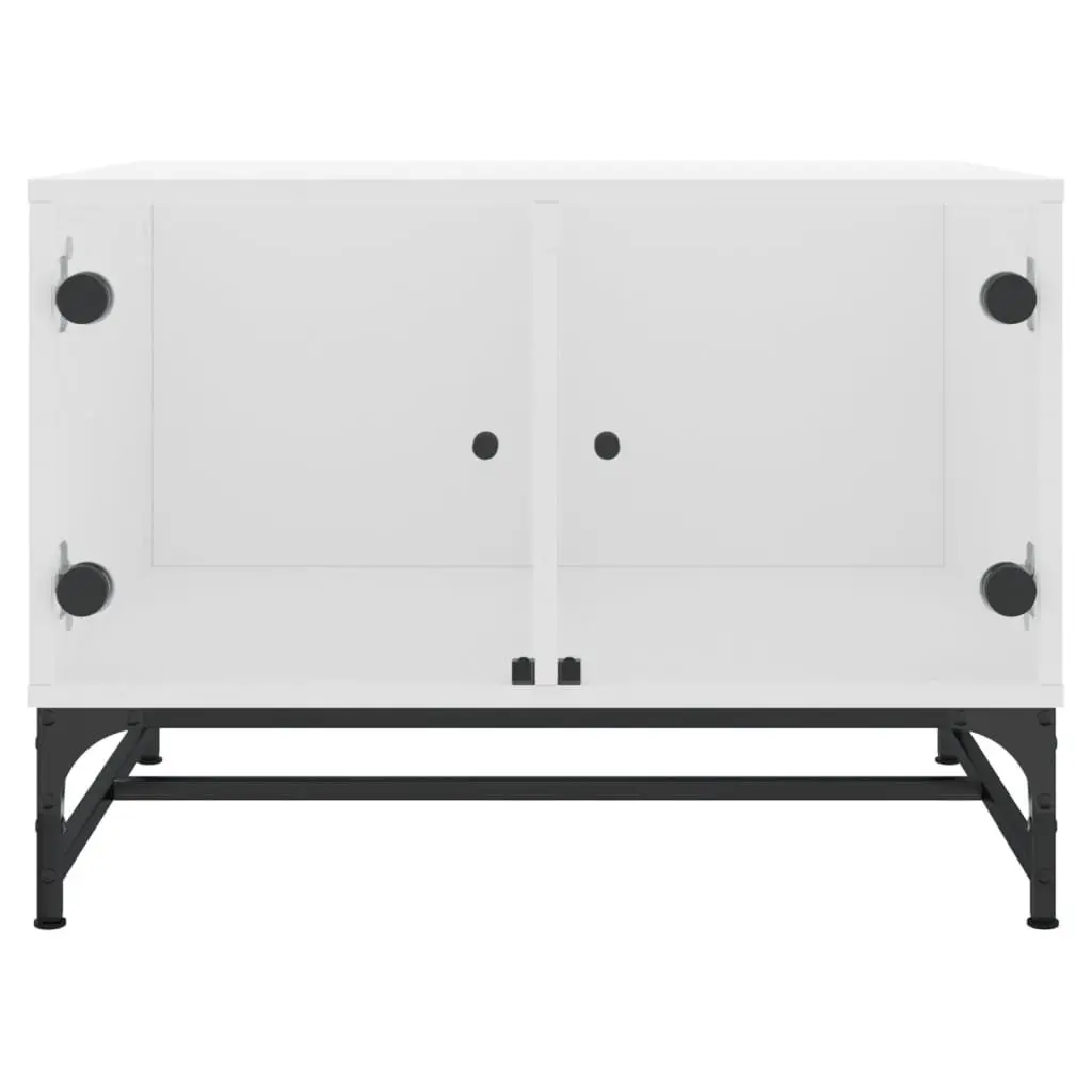 Coffee Table Engineered Wood White 68.5 x 50 x 50 cm with Glass Doors