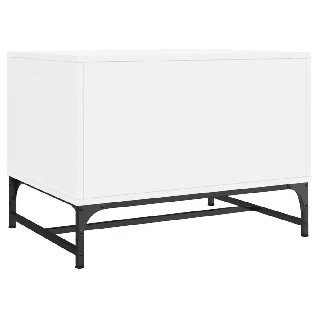 Coffee Table Engineered Wood White 68.5 x 50 x 50 cm with Glass Doors