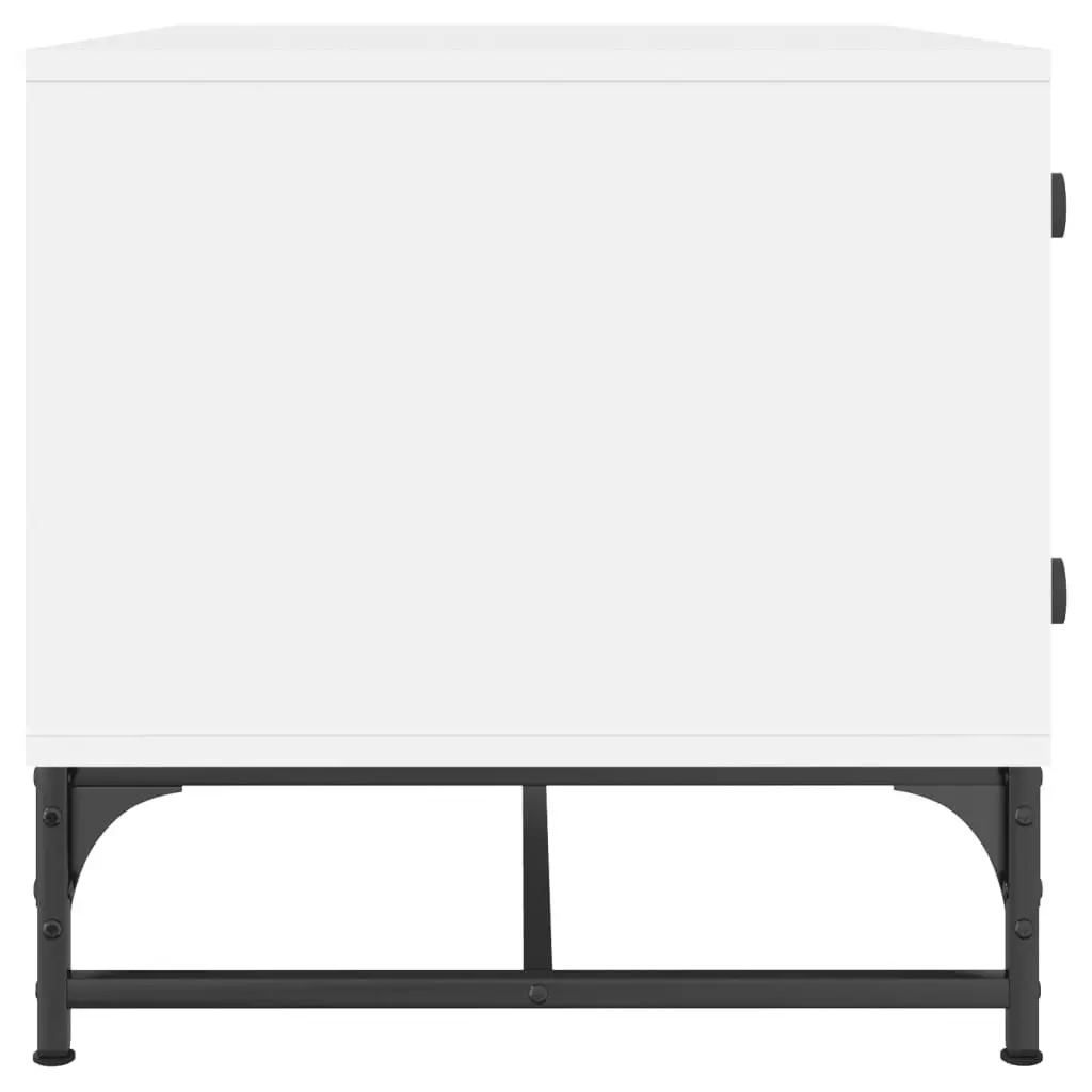 Coffee Table Engineered Wood White 68.5 x 50 x 50 cm with Glass Doors