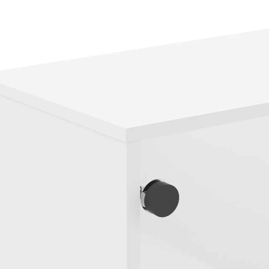Coffee Table Engineered Wood White 68.5 x 50 x 50 cm with Glass Doors