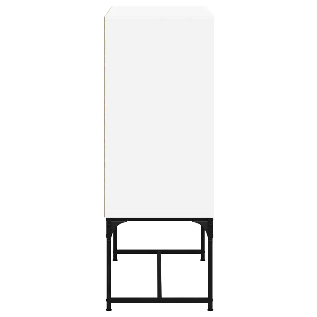 Side Cabinet Engineered Wood 69W x 37D x 100H cm White with Glass Doors