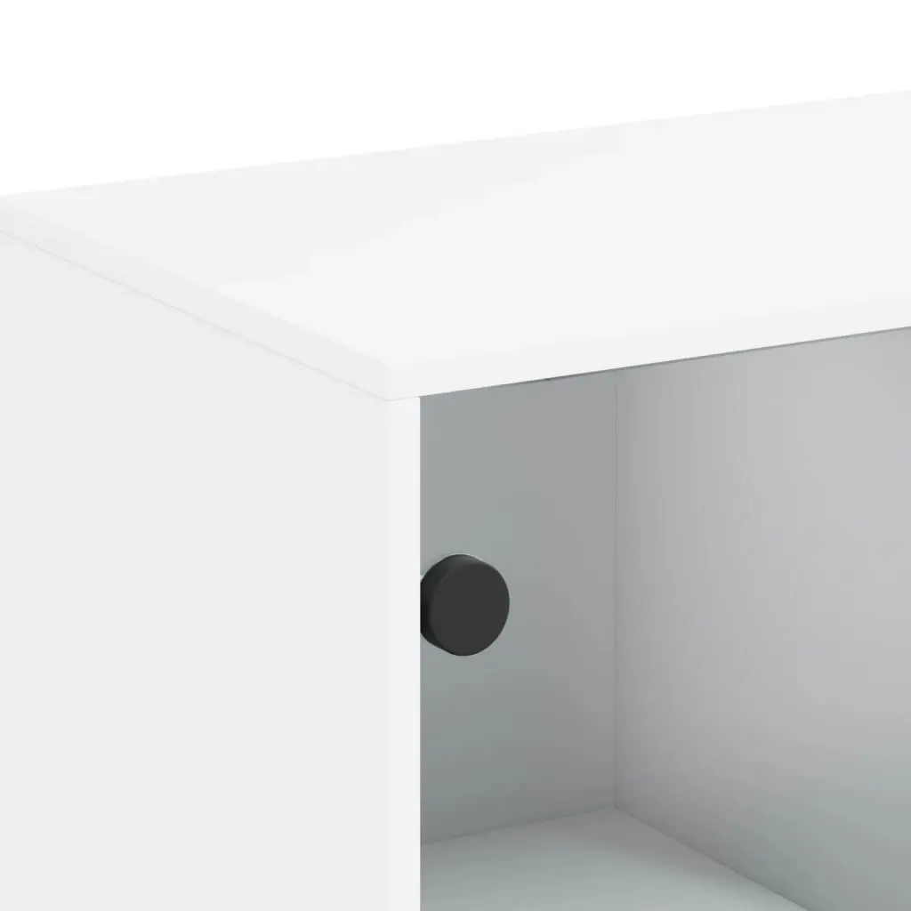 Side Cabinet Engineered Wood 69W x 37D x 100H cm White with Glass Doors