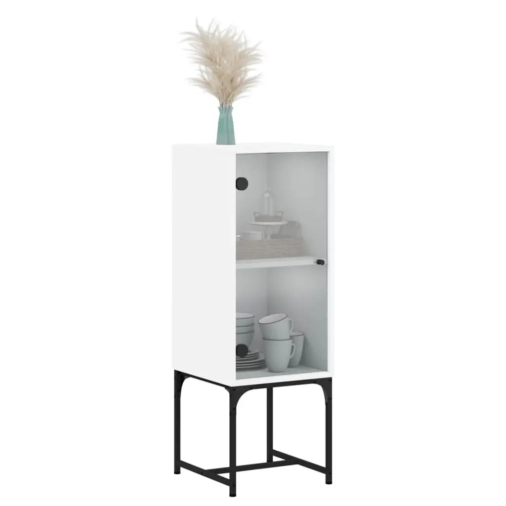Side Cabinet with Glass Doors for Storage