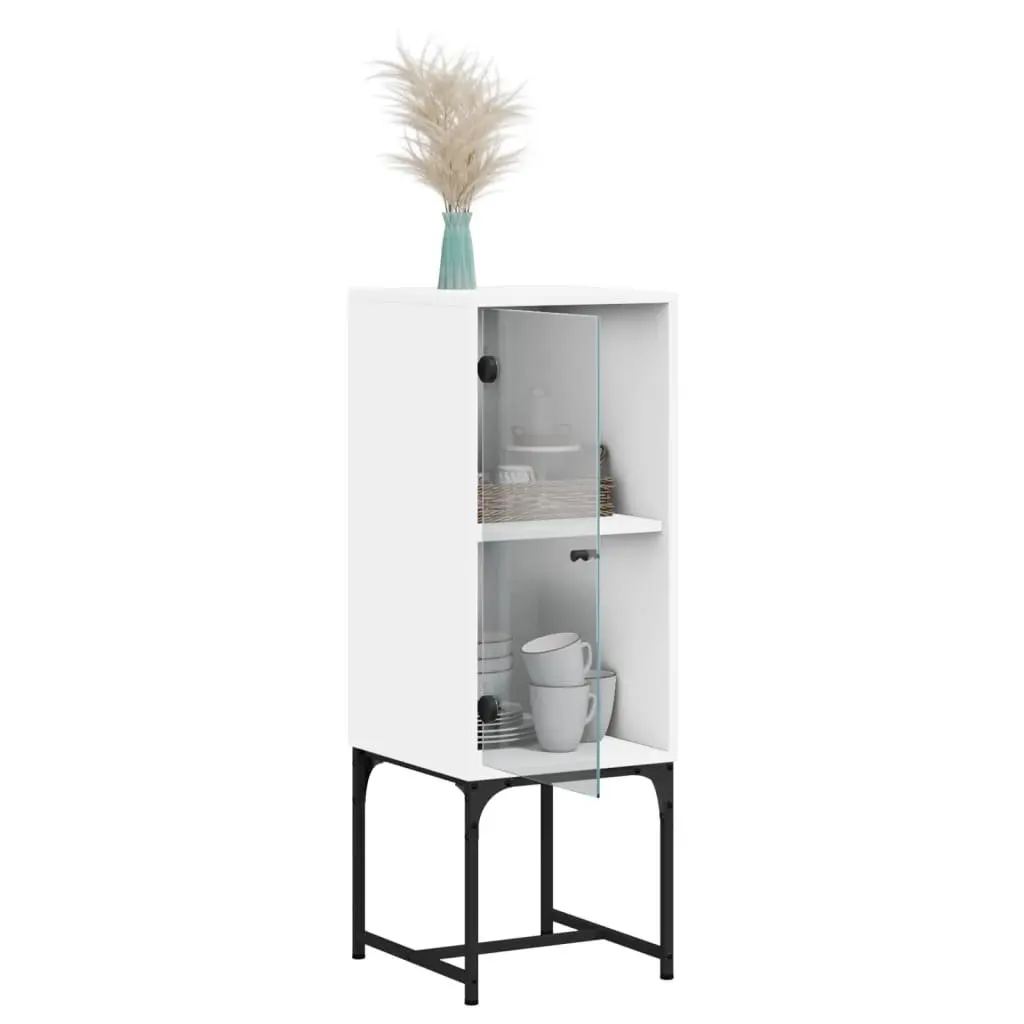 Side Cabinet with Glass Doors for Storage