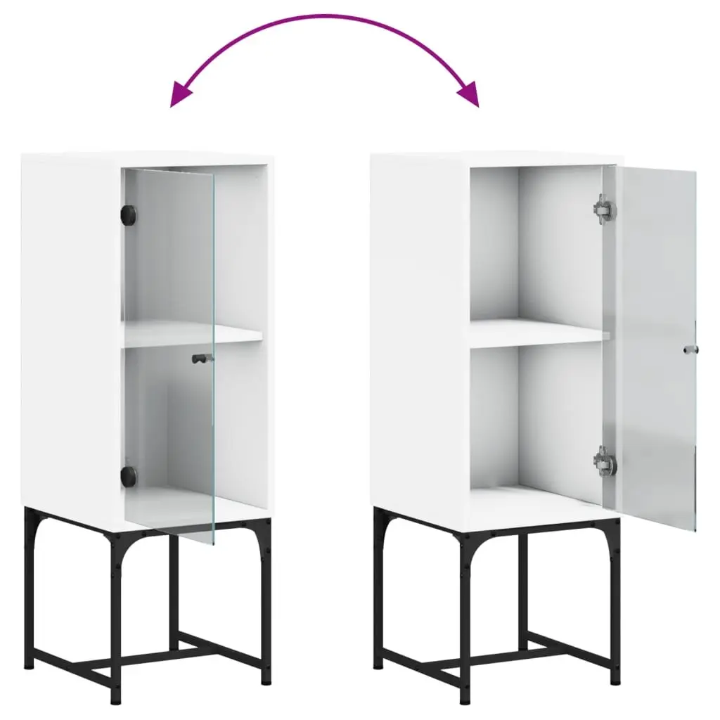 Side Cabinet with Glass Doors for Storage