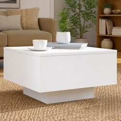 Stylish White Coffee Table with Adjustable RGB LED Lights
