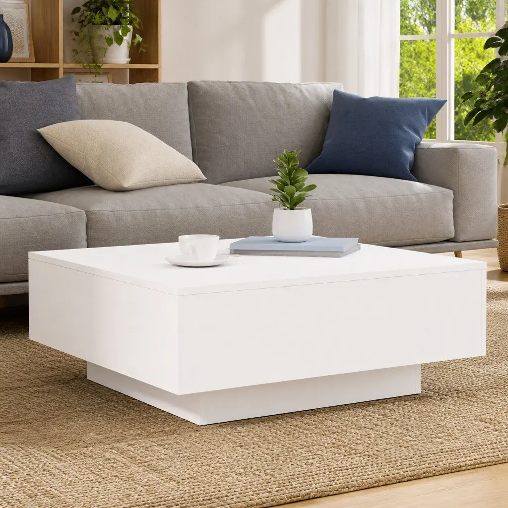 White Coffee Table with Custom RGB LED Lighting