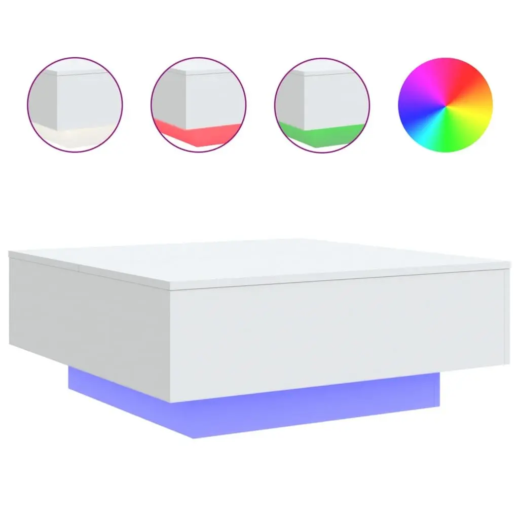 White Coffee Table with Custom RGB LED Lighting