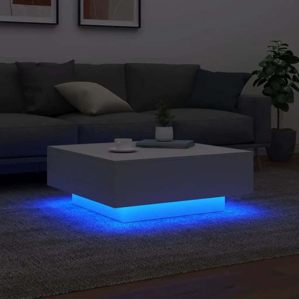 White Coffee Table with Custom RGB LED Lighting
