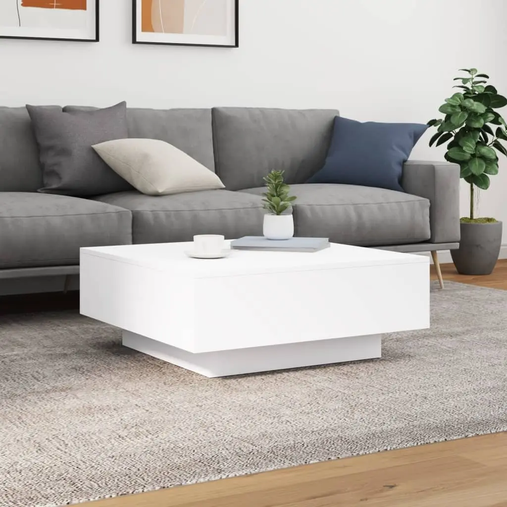 White Coffee Table with Custom RGB LED Lighting