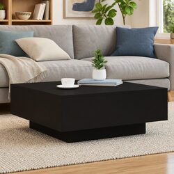 Stylish Black Coffee Table with RGB LED Lights
