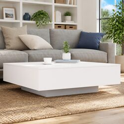 White Modern Coffee Table with Custom RGB LED Lighting