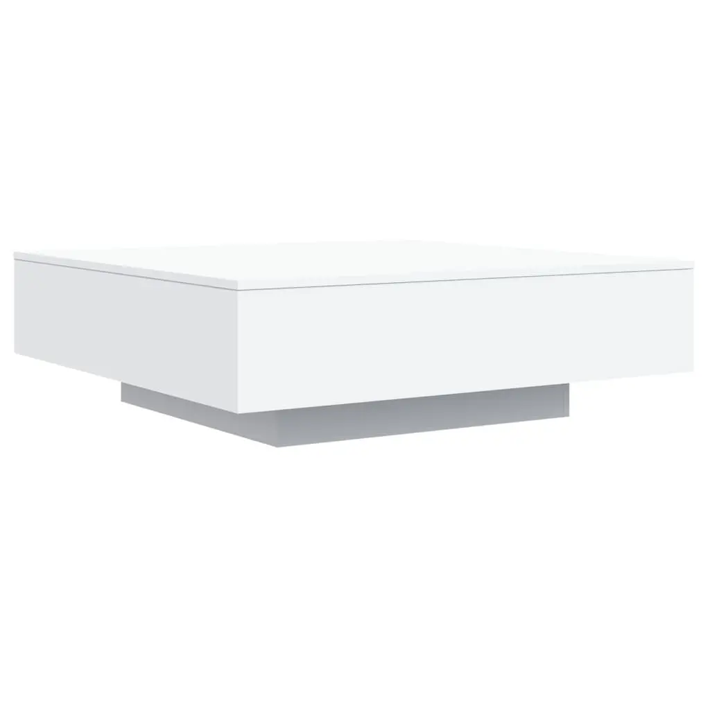 White Modern Coffee Table with Custom RGB LED Lighting