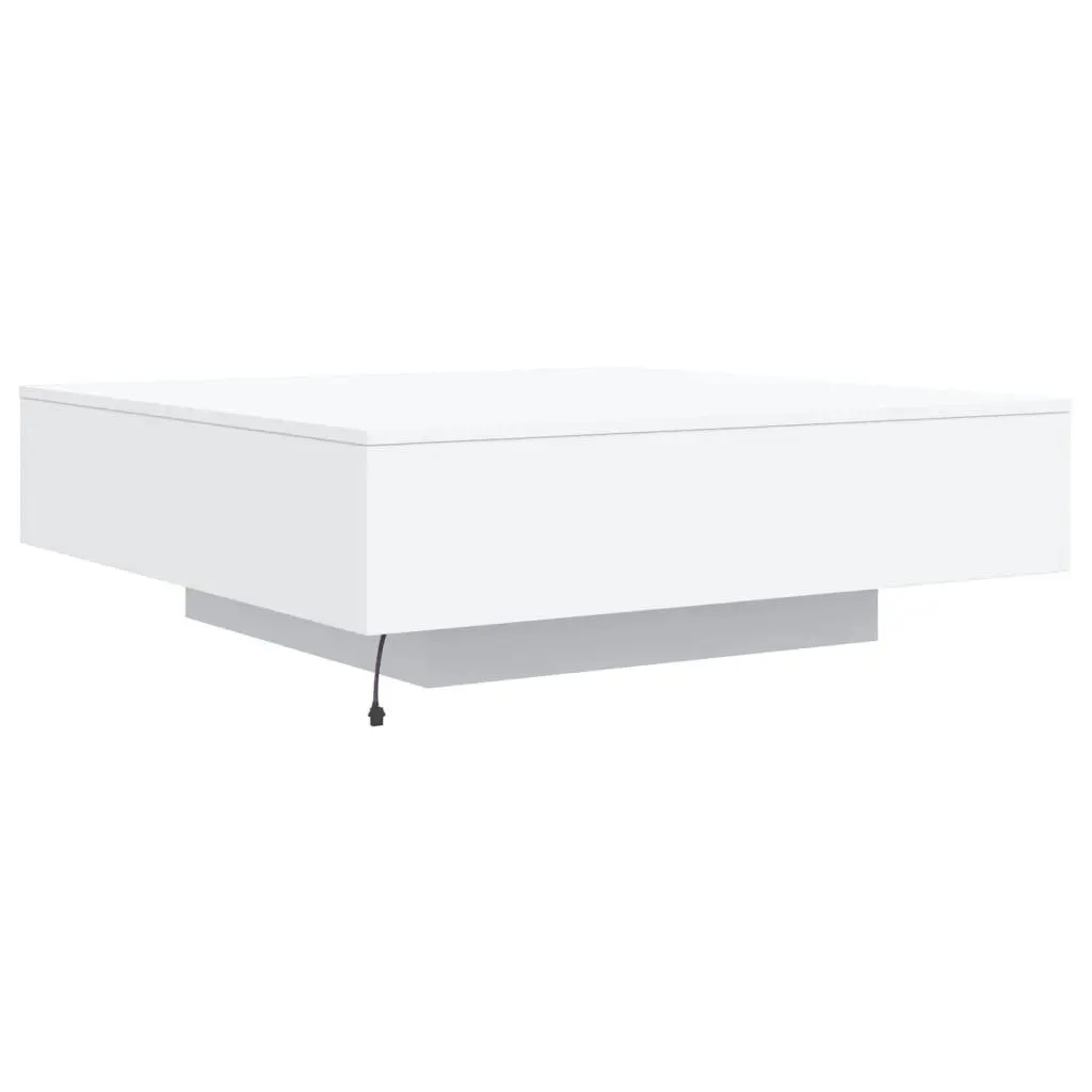 White Modern Coffee Table with Custom RGB LED Lighting