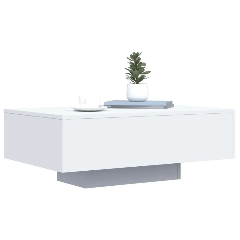 Coffee Table with RGB LED Lights Modern Living Room Accent White 85x55x31cm