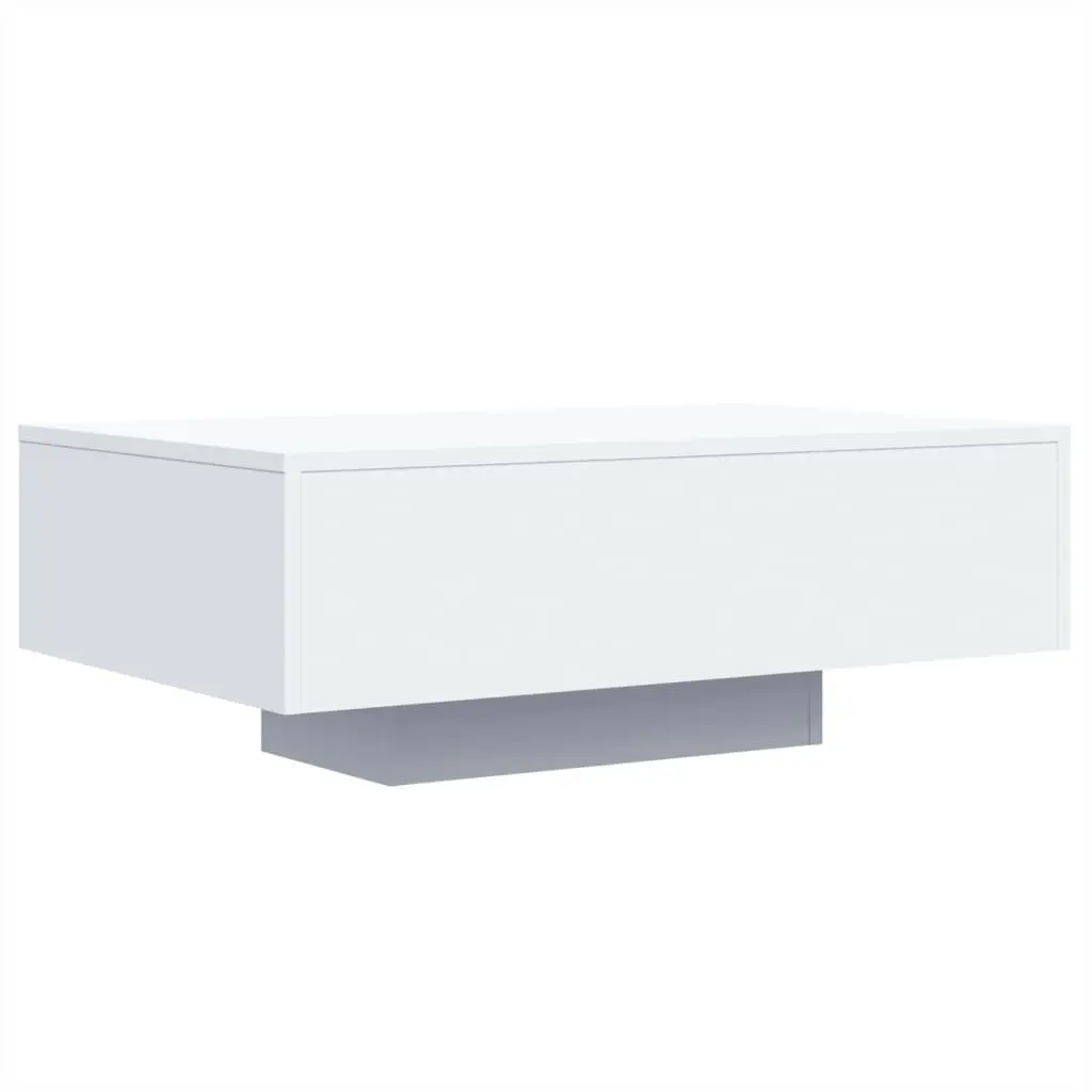 Coffee Table with RGB LED Lights Modern Living Room Accent White 85x55x31cm