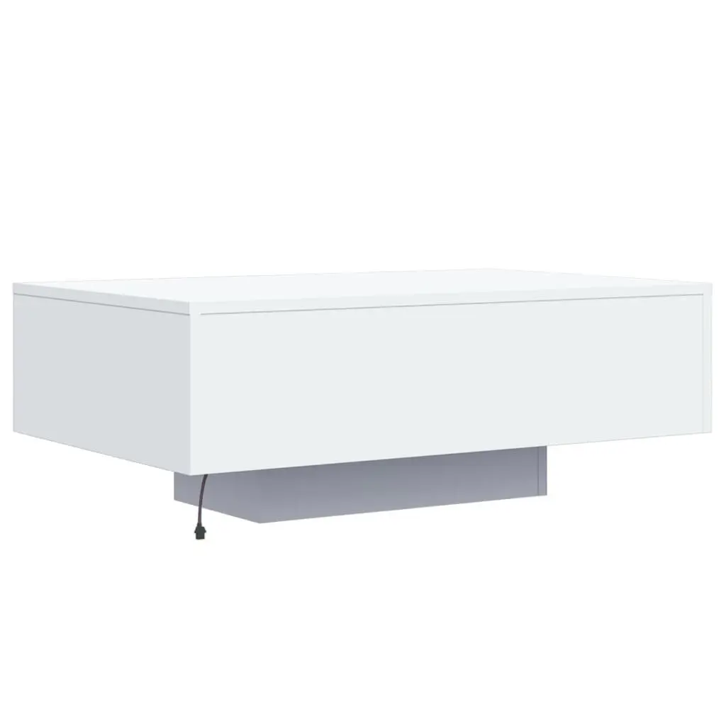 Coffee Table with RGB LED Lights Modern Living Room Accent White 85x55x31cm