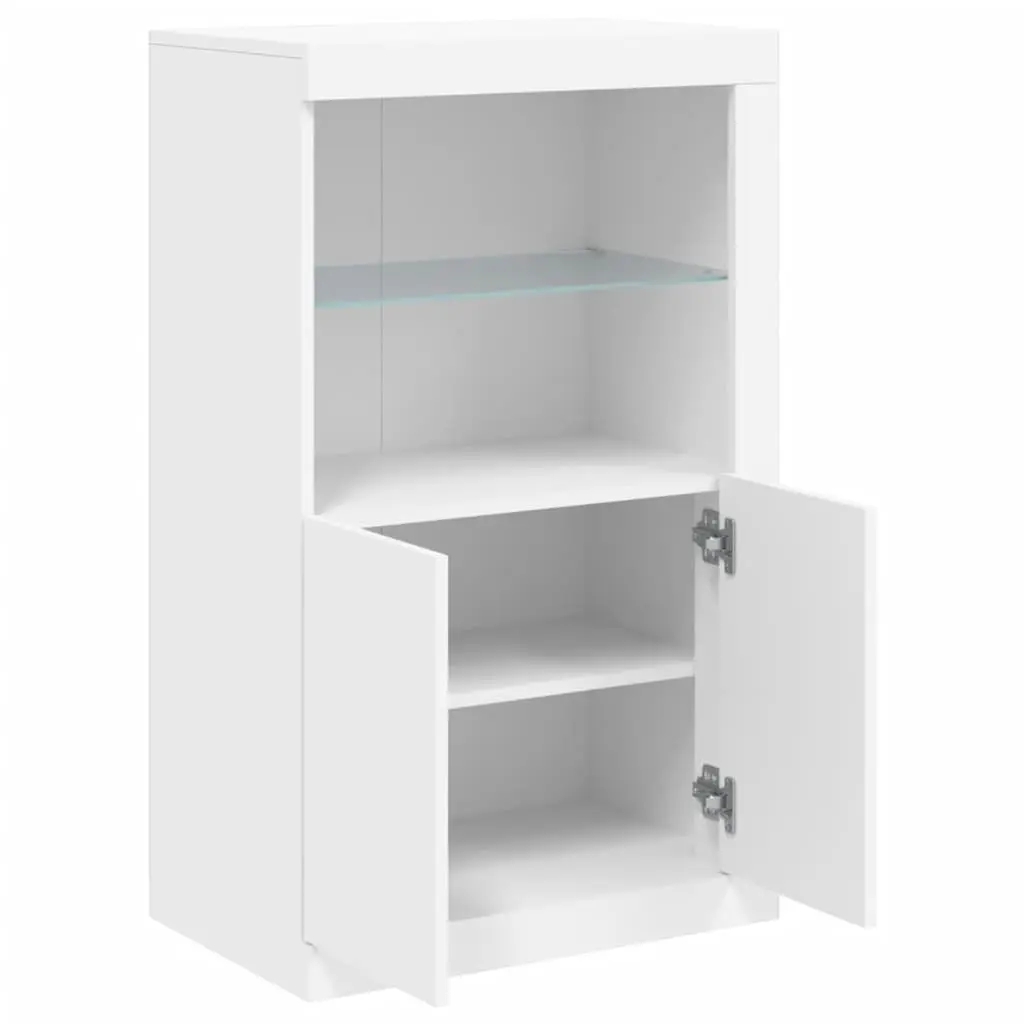 Side Cabinet with RGB LED Lighting in White