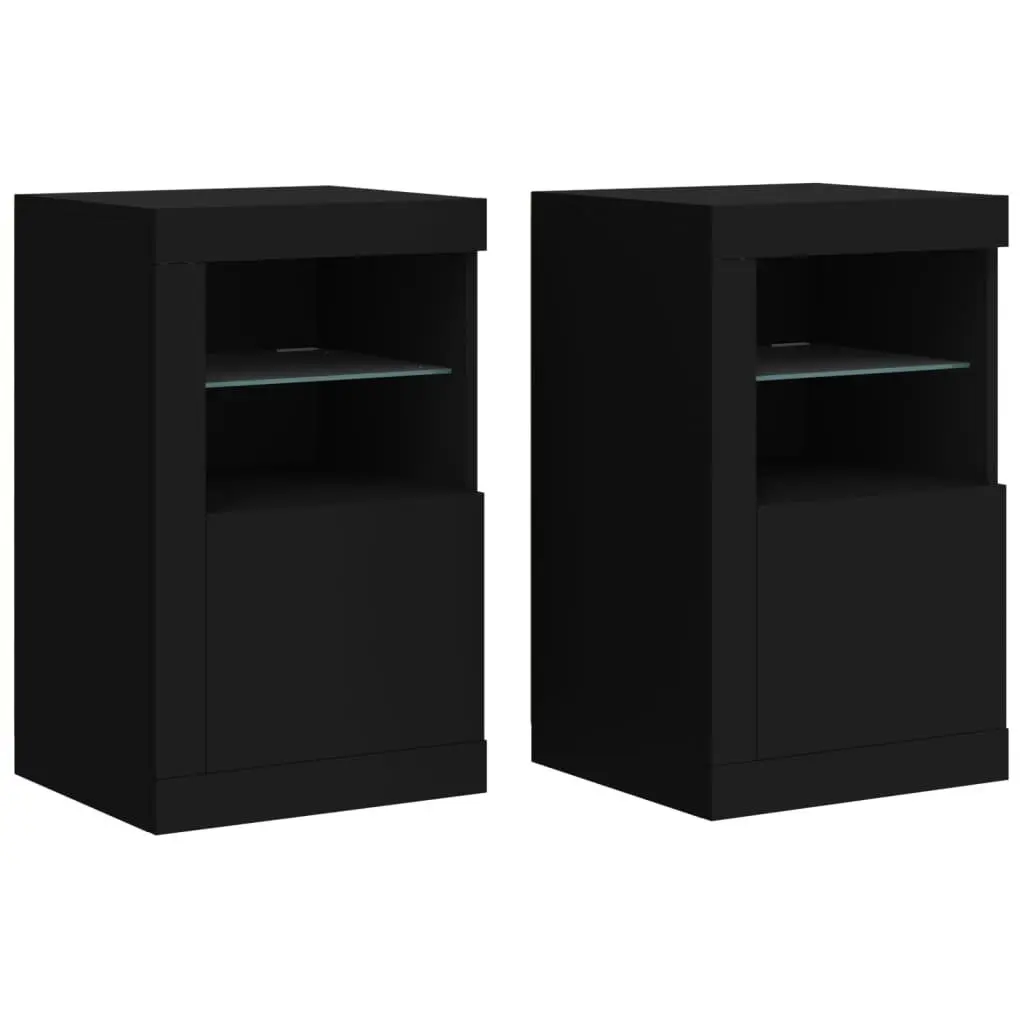 Side Storage Cabinet with RGB LED Lights in Black