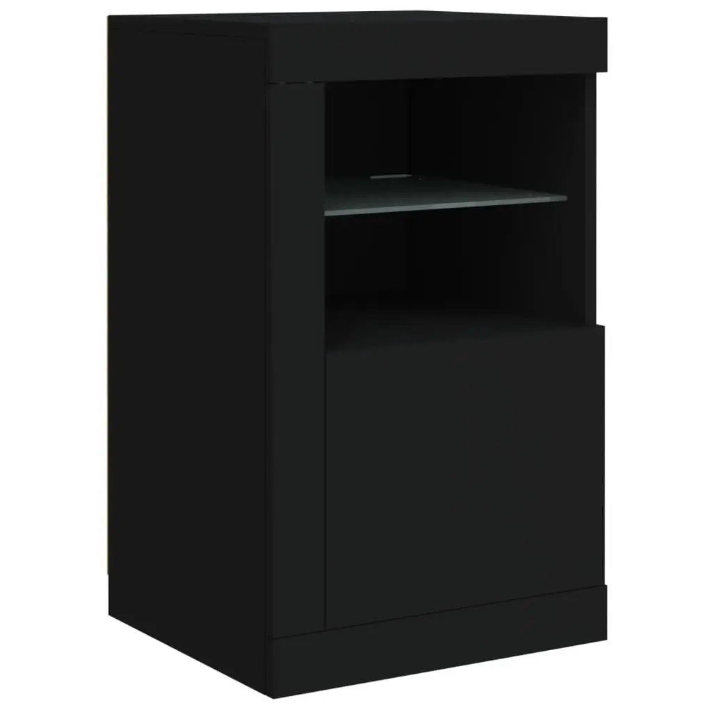 Side Storage Cabinet with RGB LED Lights in Black
