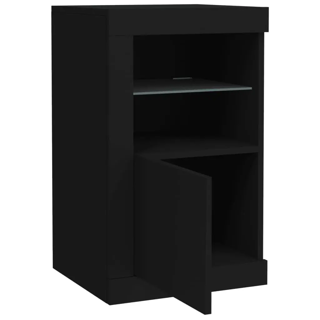 Side Storage Cabinet with RGB LED Lights in Black