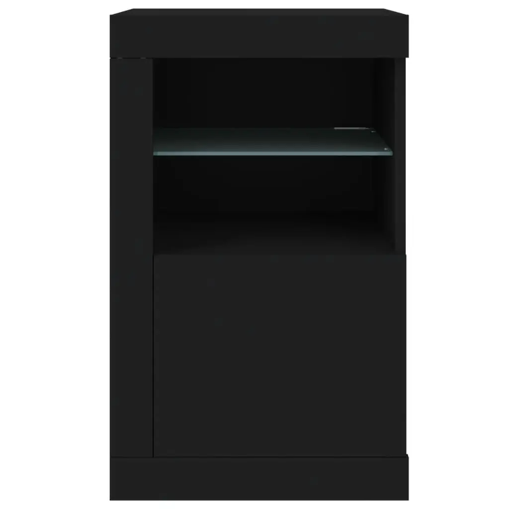Side Storage Cabinet with RGB LED Lights in Black