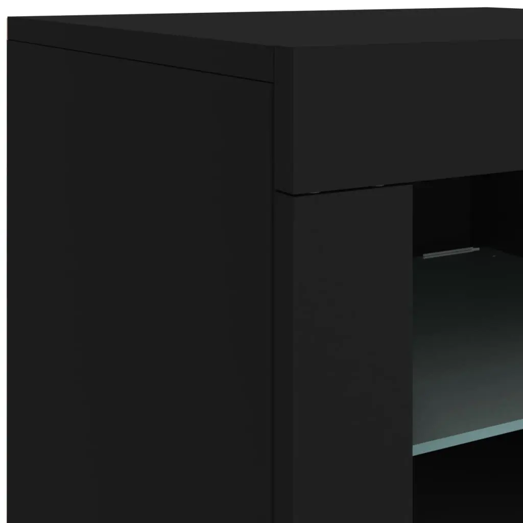 Side Storage Cabinet with RGB LED Lights in Black