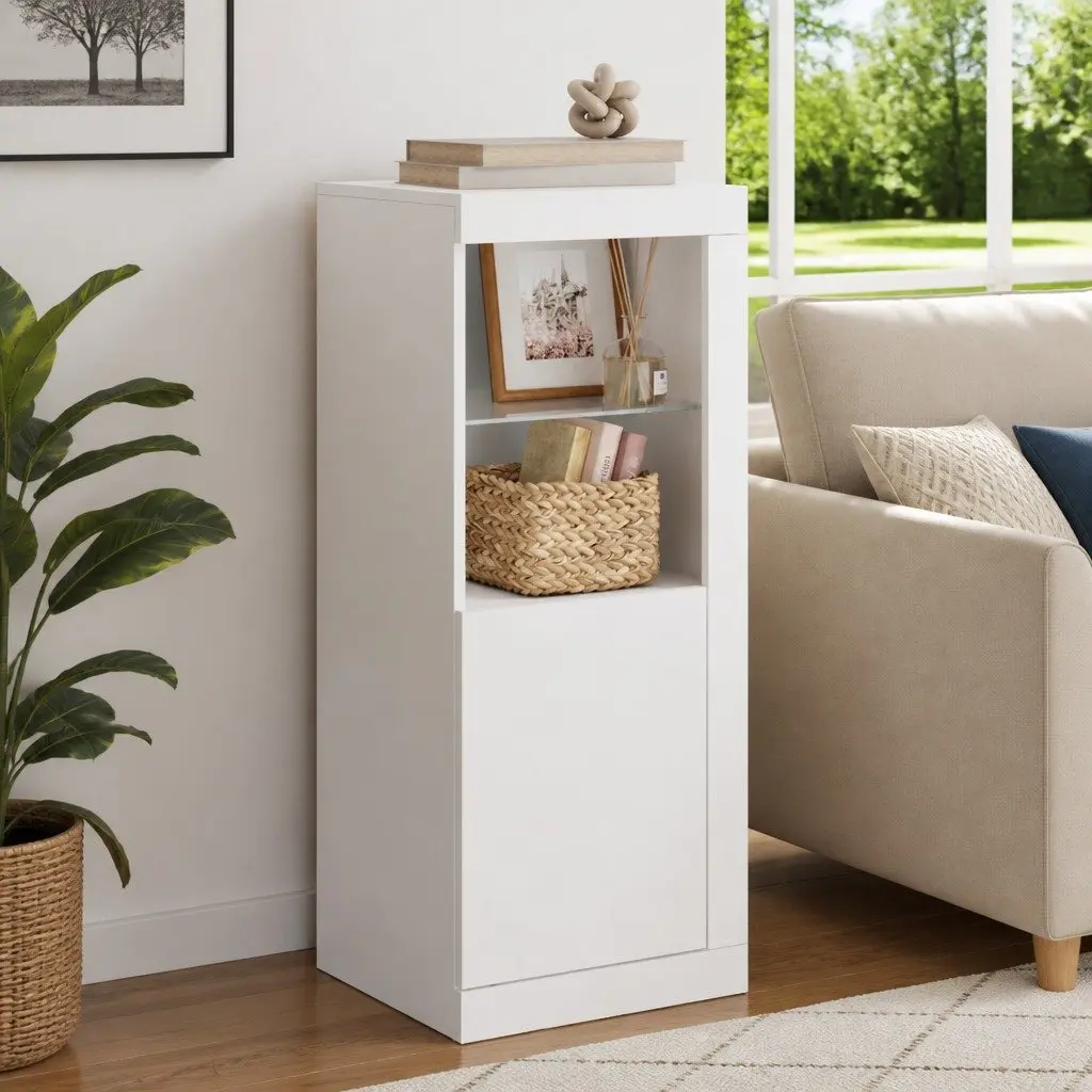 White Sideboard Cabinet with RGB LED Lights