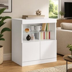White Sideboard Cabinet with RGB LED Lights for Modern Homes