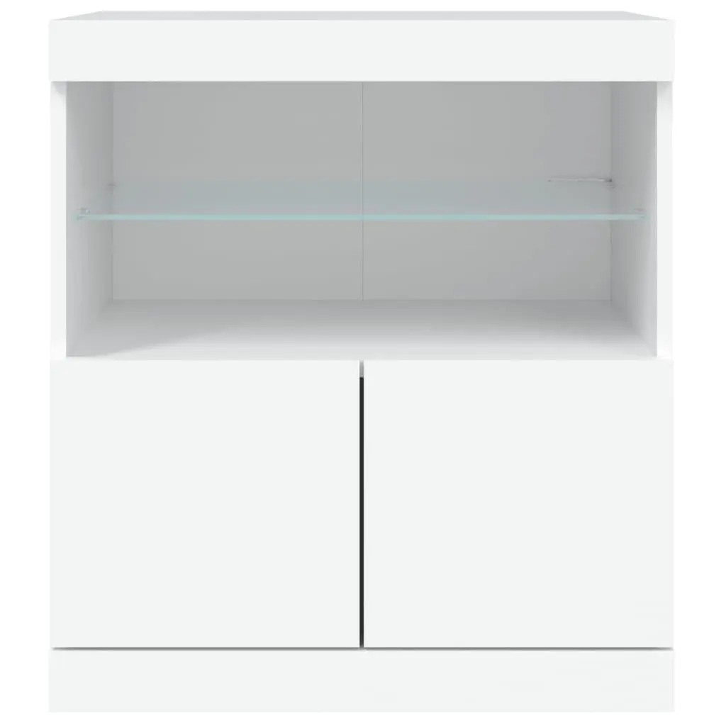 White Sideboard Cabinet with RGB LED Lights Storage Buffet Modern Furniture