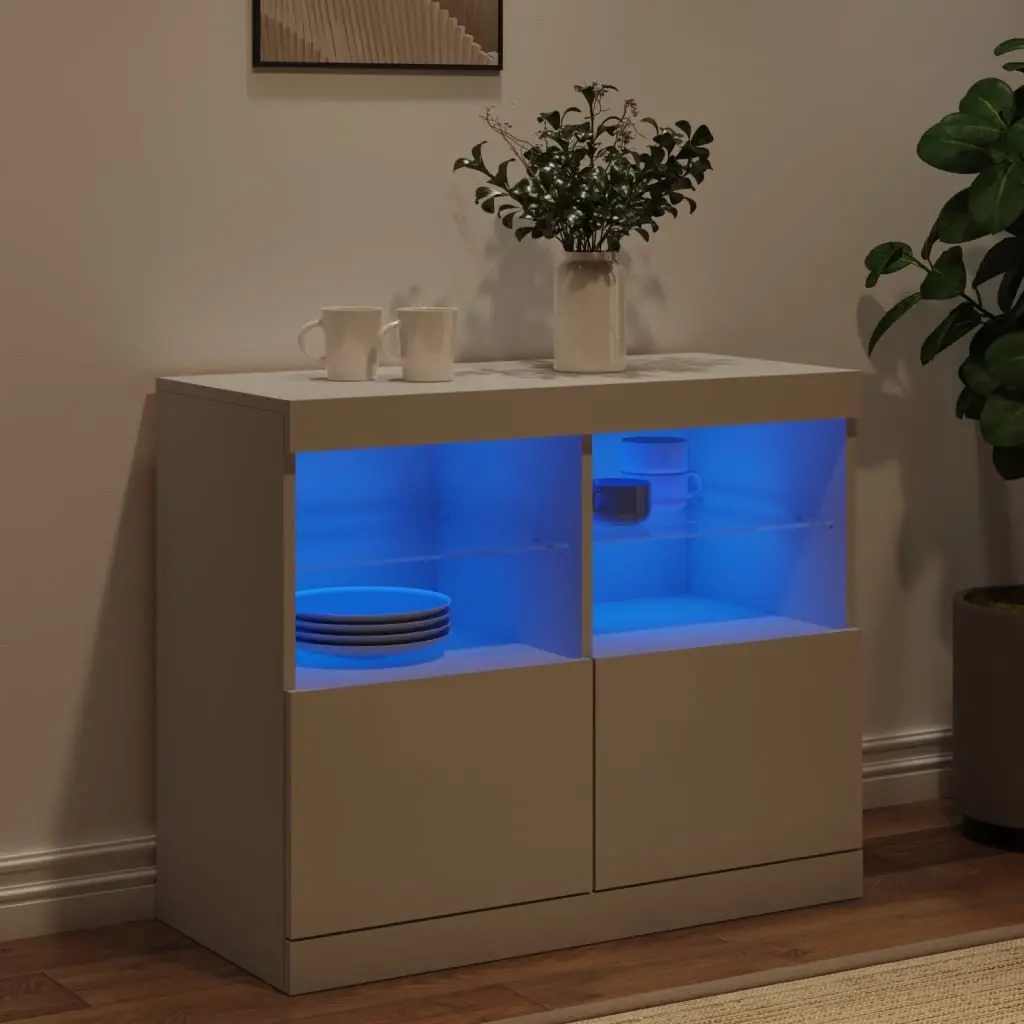 White Sideboard Cabinet with RGB LED Lights