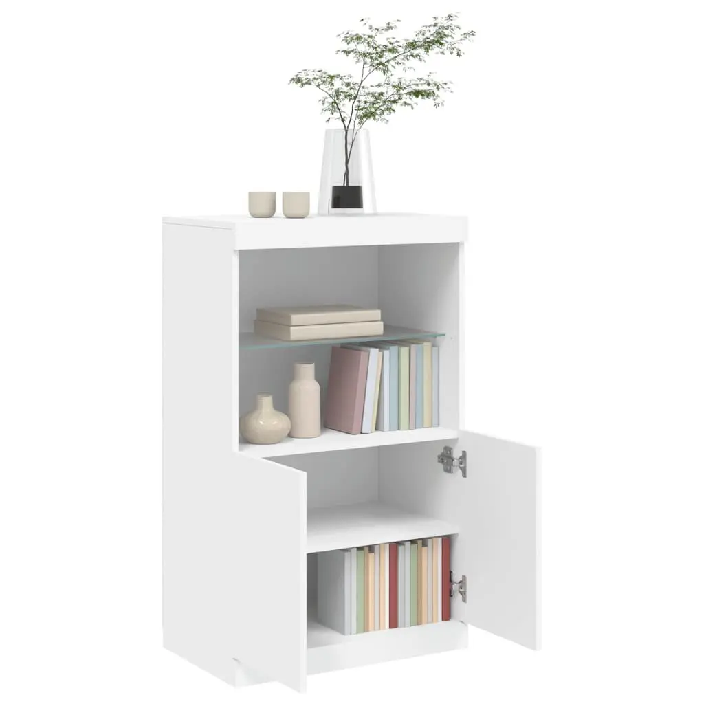 Sideboard Engineered Wood 60.5W x 37D x 100H cm White with RGB LED Lights