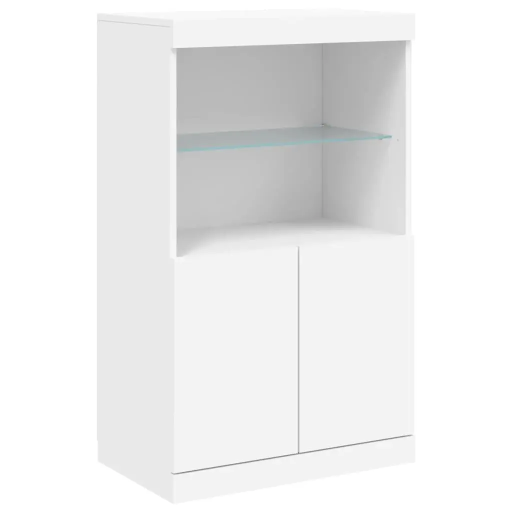 Sideboard Engineered Wood 60.5W x 37D x 100H cm White with RGB LED Lights