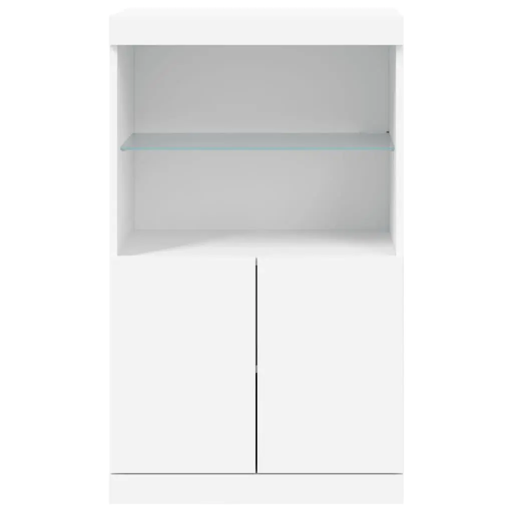 Sideboard Engineered Wood 60.5W x 37D x 100H cm White with RGB LED Lights