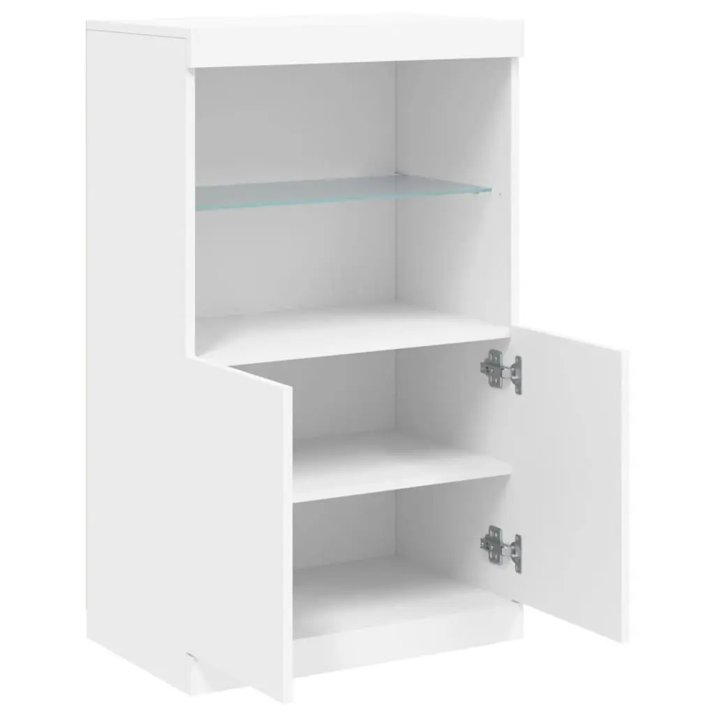 Sideboard Engineered Wood 60.5W x 37D x 100H cm White with RGB LED Lights