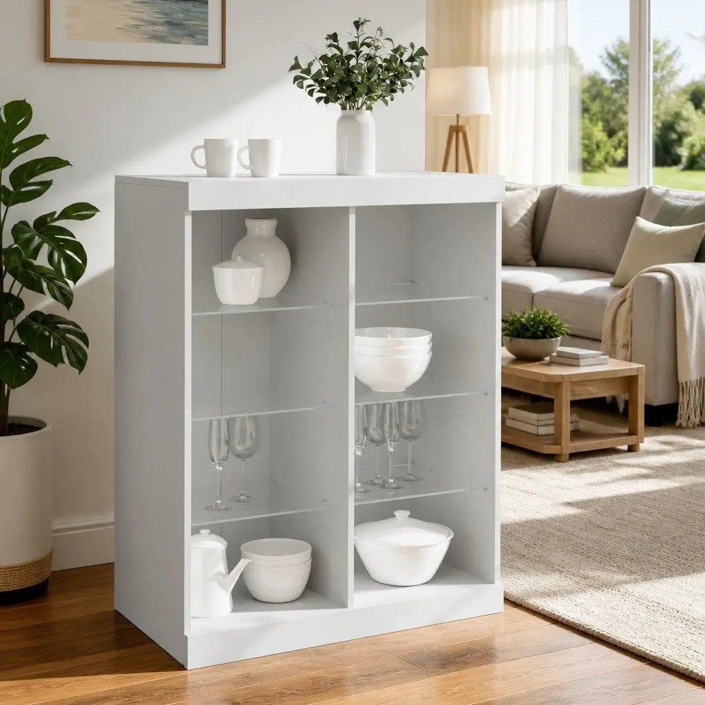 White Sideboard with RGB LED Lights 81x37x100cm