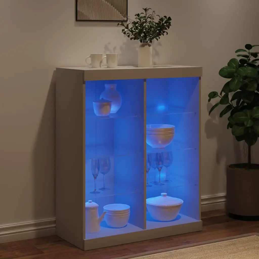 White Sideboard with RGB LED Lights 81x37x100cm