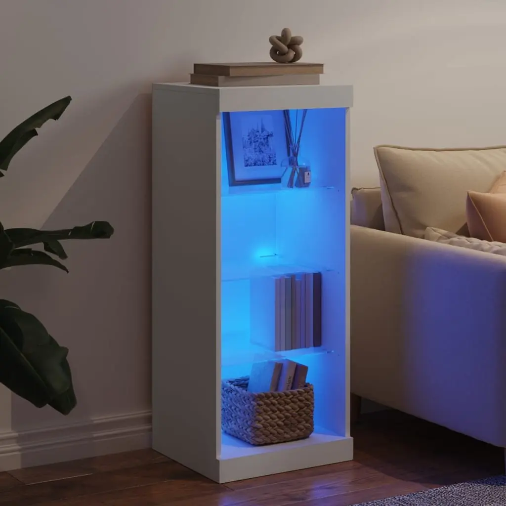 White Sideboard Storage Cabinet with RGB LED Lights