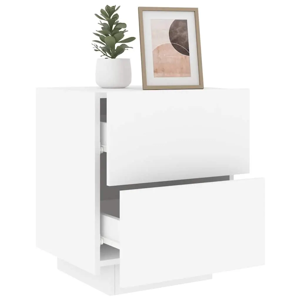 White Bedside Cabinet with RGB LED Lighting