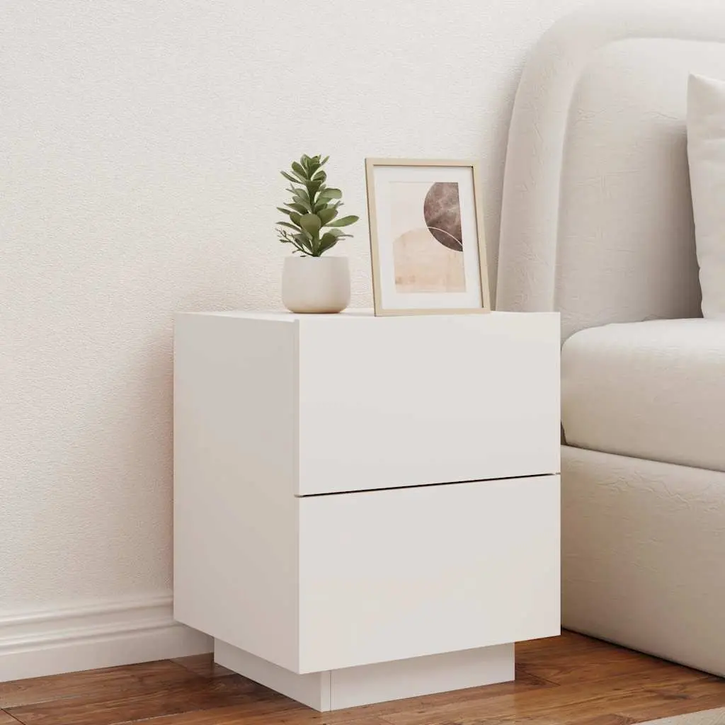White Bedside Cabinet with RGB LED Lighting